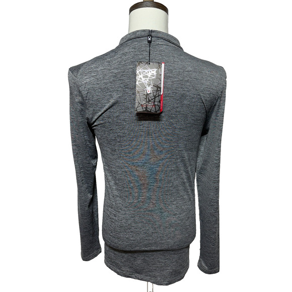 Spyder Shirt Mens Small Gray Black 1/4 Zip Long Sleeve Stretch 9% Quick Dry NWT - Picture 2 of 10